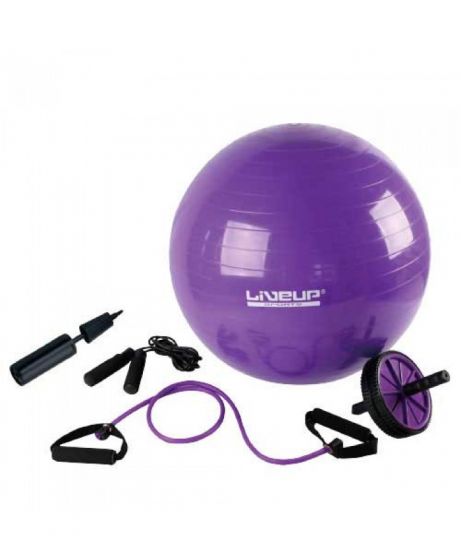 Набор для тренировок скакалка фитбол ролик для пресса ручной трубчастый эспандер  LiveUp LS3511