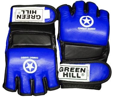 Перчатки для боевого самбо Green Hill кожзам Синие S